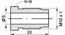 male brake nuts metric short m12x10x20 hex12 5mm 50pcs