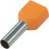 manchon dextrmit de cble double orange 2x 05mm longueur8 20pc